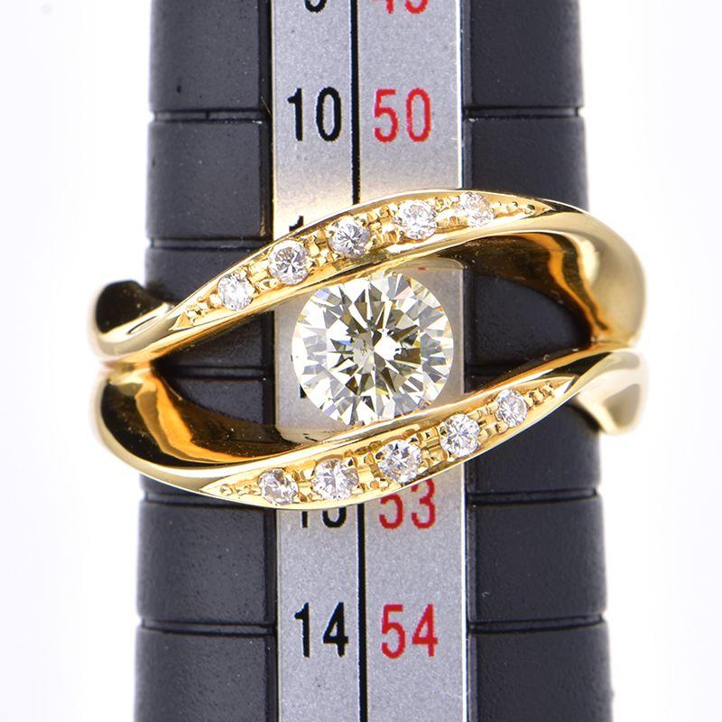 TASAKI タサキ 0.67ctダイヤモンドリング 12号 K18YG 合計0.14ct TASAKI タサキ 0.67ctダイヤモンドリング 12号 K18YG 合計0.14ct