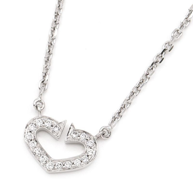カルティエ◇Cハート ネックレス◇ダイヤモンド WG D ホワイトゴールド