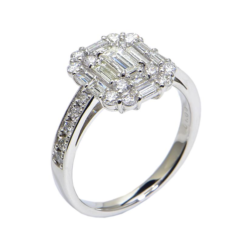 天然ダイヤモンド スクエアカットPT900 リング