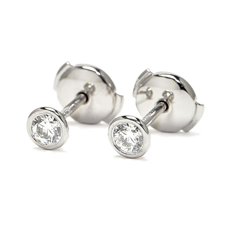 美中古ティファニー　バイザヤード  ダイヤピアス　PT950 TIFFANY＆Co.】ティファニー『PT950 バイザヤード ダイヤモンド