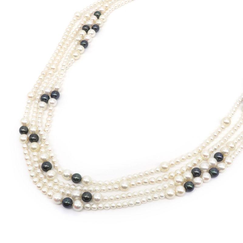 TASAKI（タサキ） 約7〜4mm天然パールネックレス SV925 黒真珠 大小