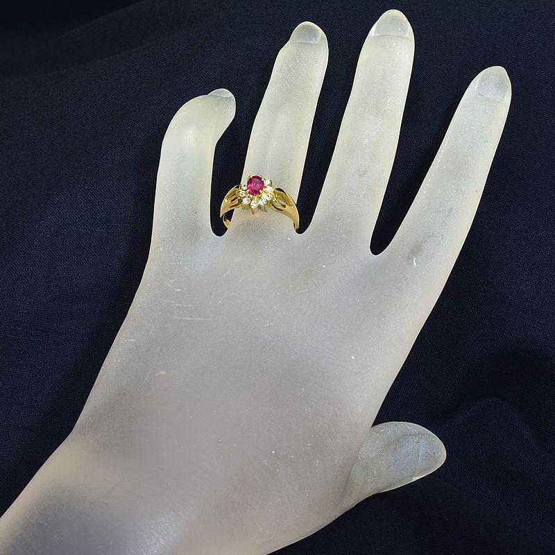 ジュエリーマキ 0.51ctルビーリング 12.5号 K18YG 合計0.2ct