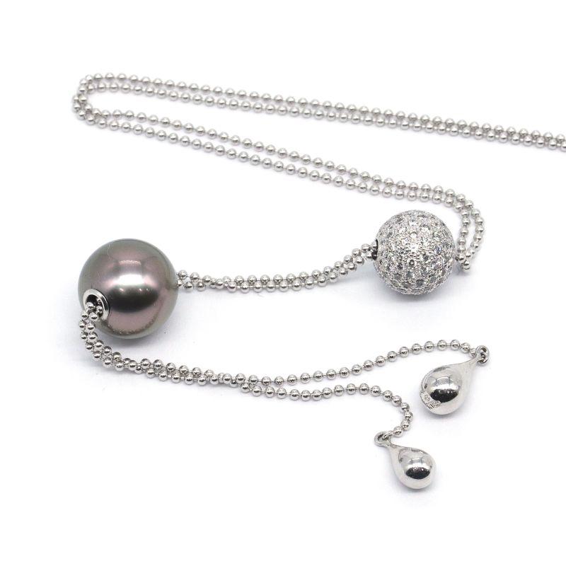 MIKIMOTO ミキモト ラリエットネックレス K18WG 約12mm黒蝶真珠