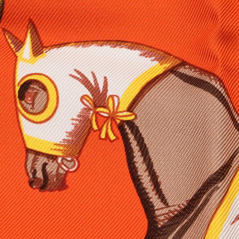 HERMES エルメス カレ90 馬着 シルク オレンジ グリーン HERMES エルメス カレ90 馬着 シルク オレンジ グリーン