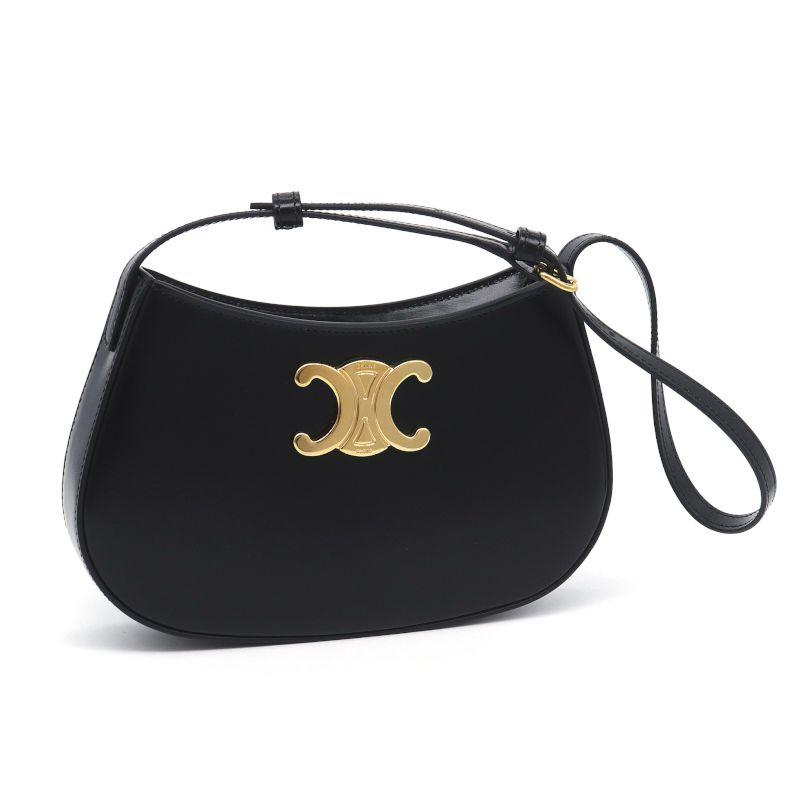 極 美品 袋付 セリーヌ ロゴ リボン レザー ハンドバッグ ホワイト ブラック CELINE セリーヌ ミディアムティリーバッグ 115703BF4.38NO