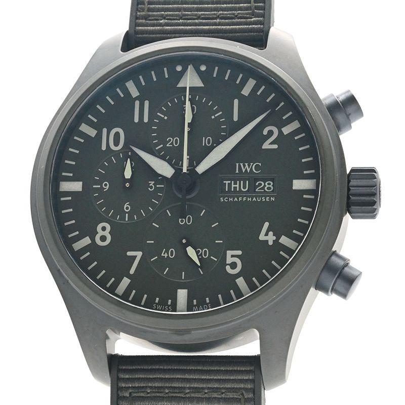 [3年保証] IWC メンズ パイロットウォッチ クロノグラフ トップガン ウッドランド IW389106 箱保 グリーン 自動巻き 腕時計 中古 送料無料 | パイロット・ウォッチ