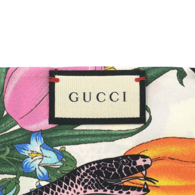 GG グッチ フローラ＆スネーク ネックボウ スカーフ 452743 シルク