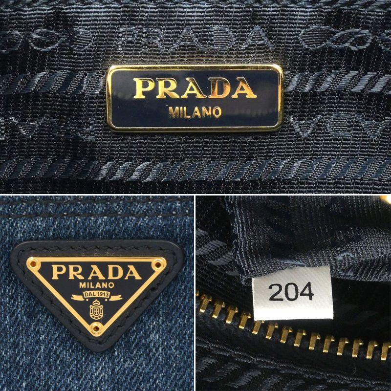 【美品】プラダ☆三角ロゴ　デニム　ゴールド　ミニポーチ　かわいい PRADA（プラダ） ポーチ 1N0693 デニム インディゴブルー