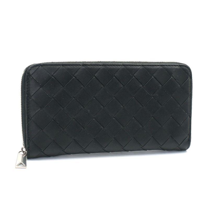 美品✨　ボッテガヴェネタ　イントレチャート　ブラック　黒　長財布　カーフレザー BOTTEGA VENETA（ボッテガ・ヴェネタ） イントレチャート ジップ