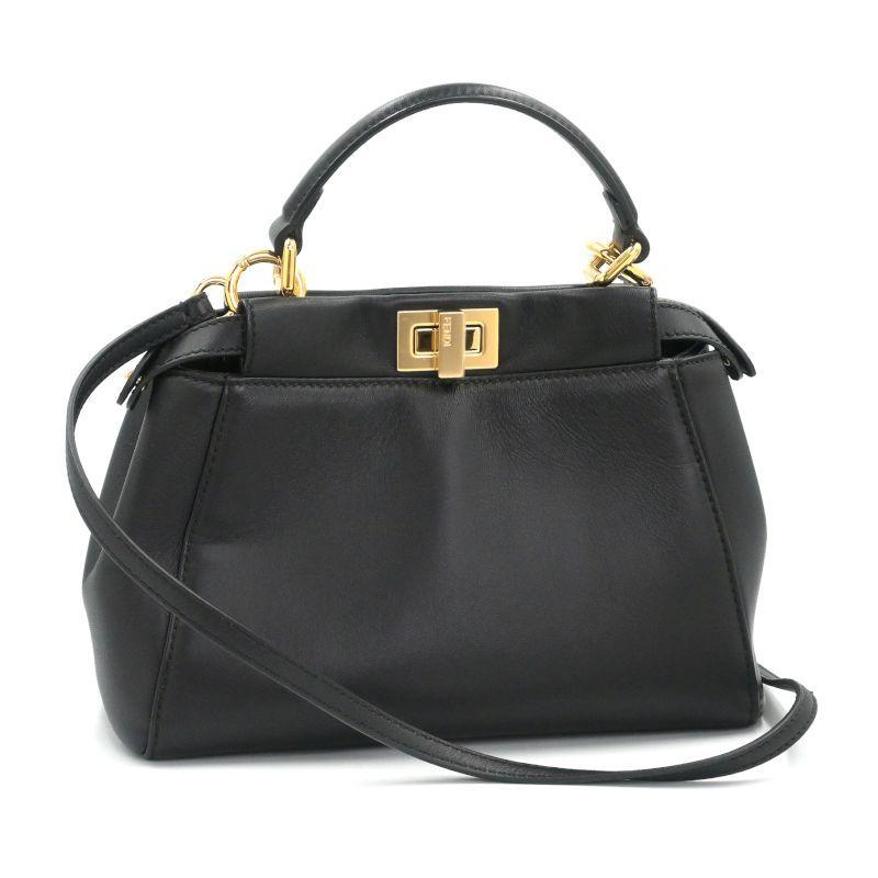FENDI（フェンディ） ミニピーカブー 8BN244 レザー ブラック ゴールド 