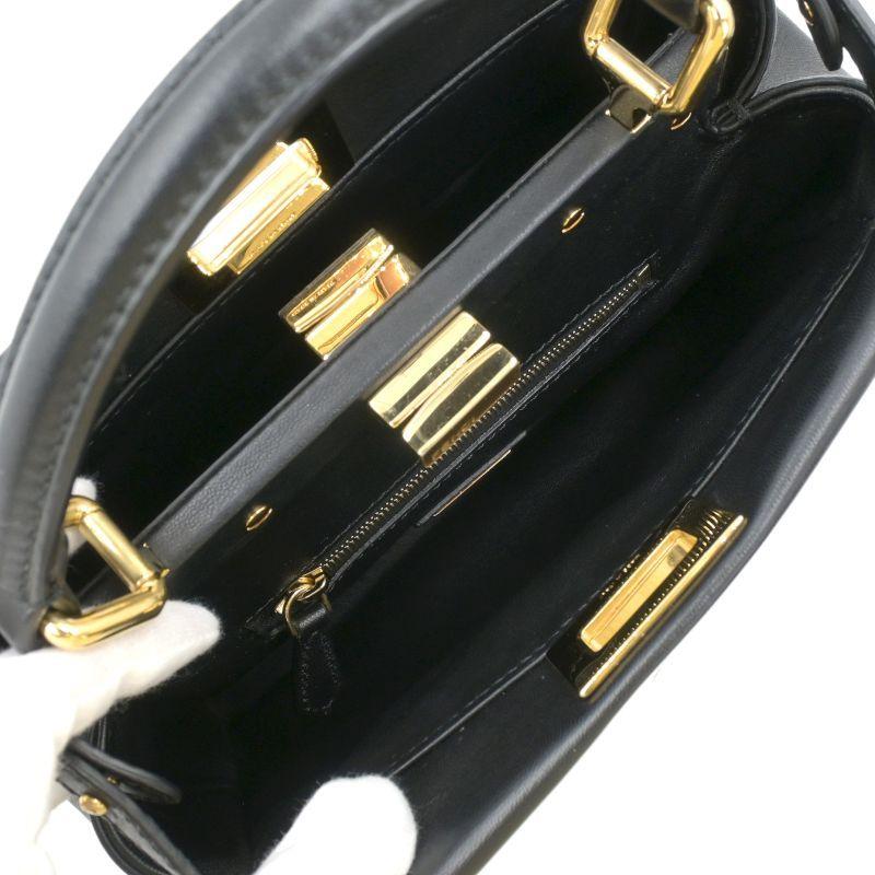 FENDI（フェンディ） ミニピーカブー 8BN244 レザー ブラック ゴールド 