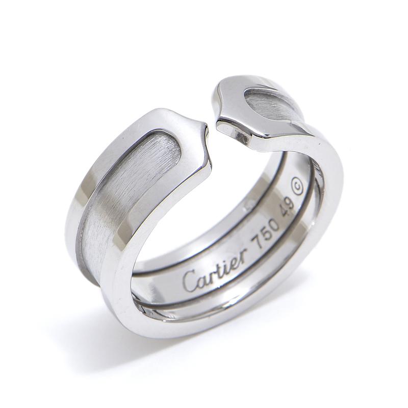 Cartier C2リング　WG 9号　廃盤　値引き C DE CARTIER カルティエ C2リング #49 9号 K18WG 2Cリング Cドゥ