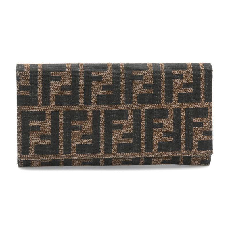 未使用級FENDI フェンディ　ズッカ柄　フラップウォレット　長財布　茶 FENDI（フェンディ） フラップウォレット ズッカ柄 二つ折り長財布