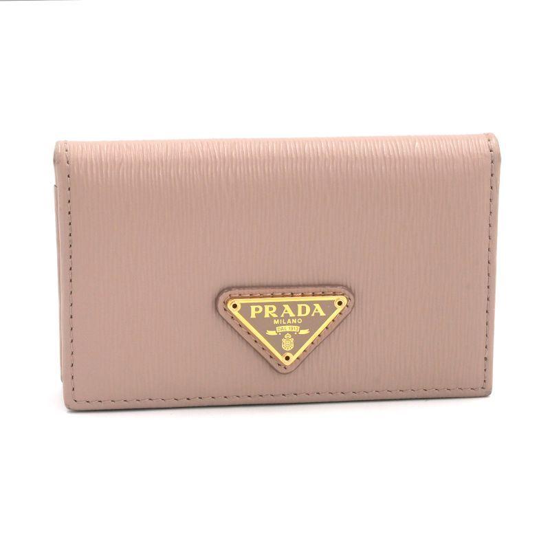 PRADA（プラダ） カードケース レザー ピンクベージュ ゴールド金具