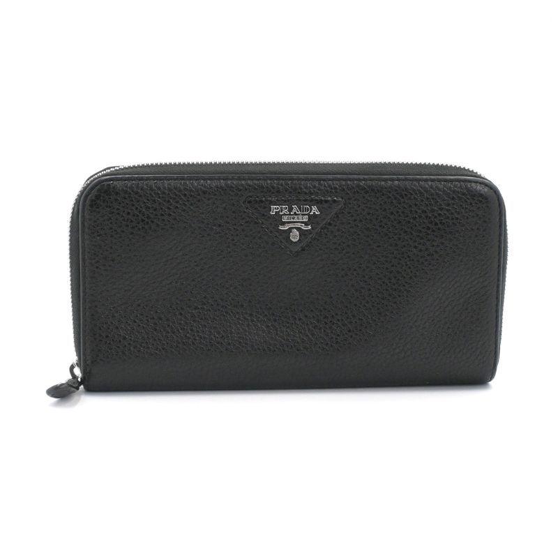 PRADA プラダ 長財布　ラウンドジップ PRADA（プラダ） ジップアラウンド長財布 レザー ネロ シルバー金具