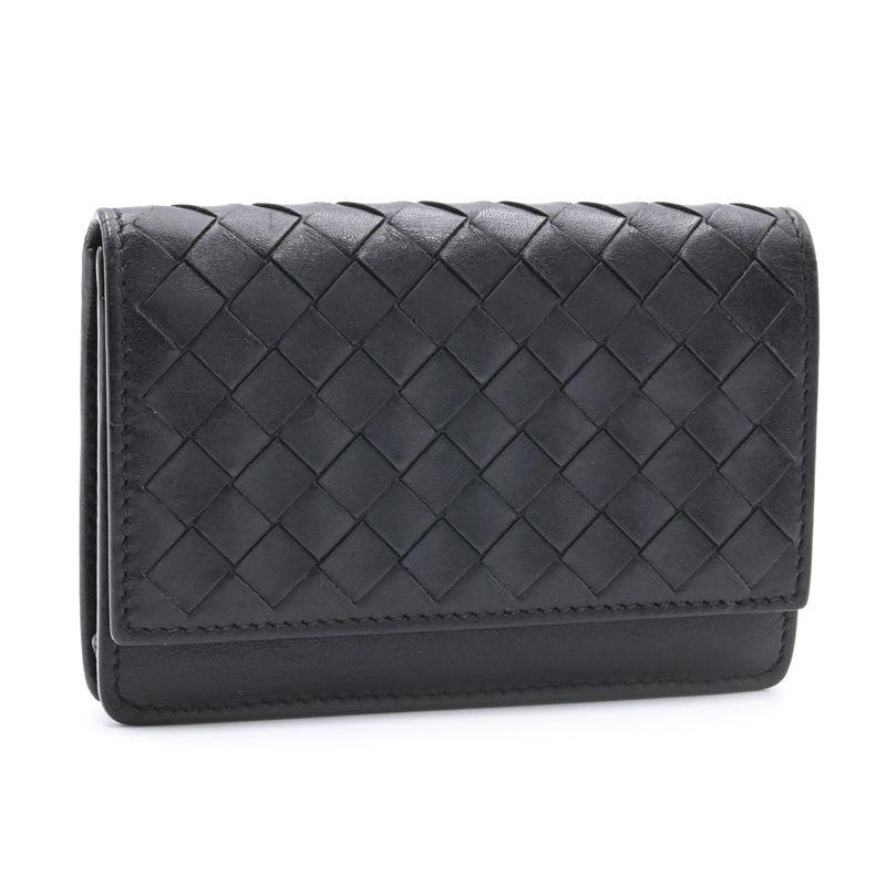 【美品】ボッテガヴェネタ　名刺入れ　カードケース　イントレチャート　ブラック BOTTEGA VENETA（ボッテガ・ヴェネタ） イントレチャート カードケース