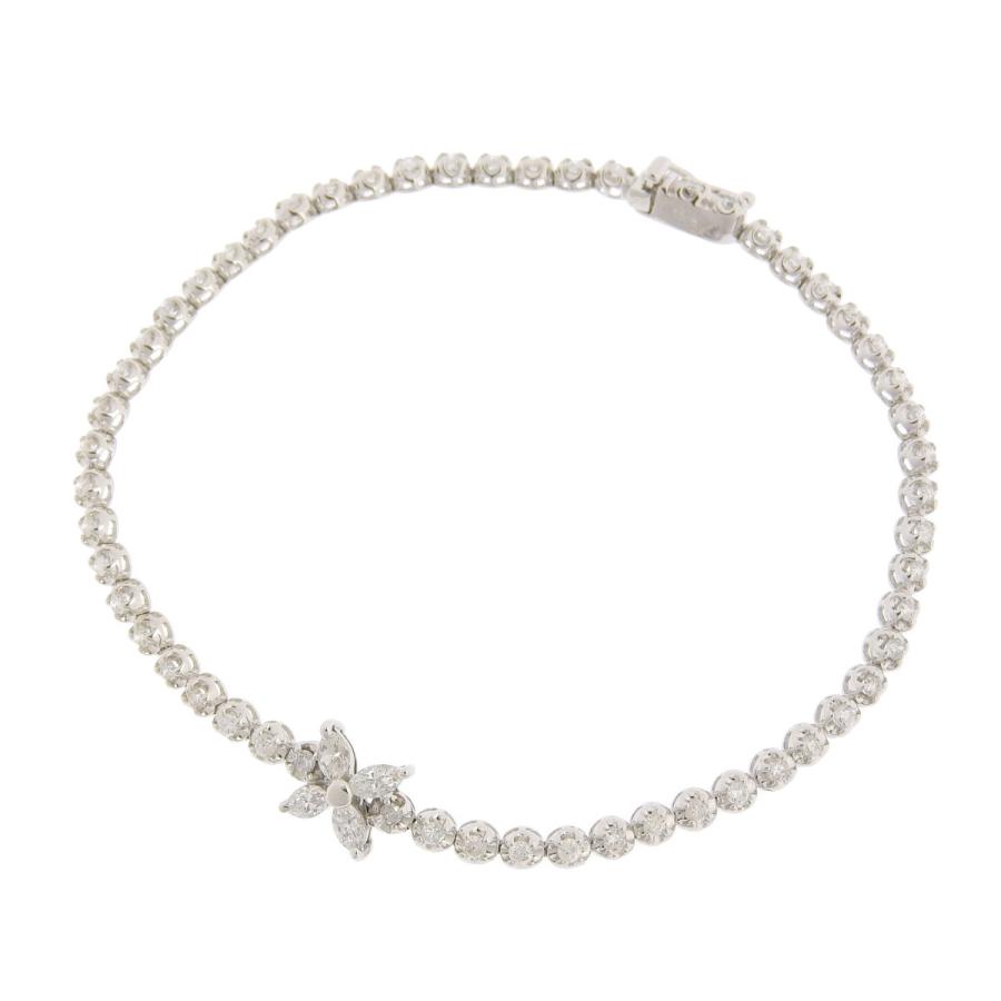 メール便なら送料無料 美品 天然ダイヤテニスブレスレット フラワー 花 K18wg 750 ダイヤ1 36ct ホワイトゴールド 約17cm 送料 手数料無料 新着商品 Atempletonphoto Com