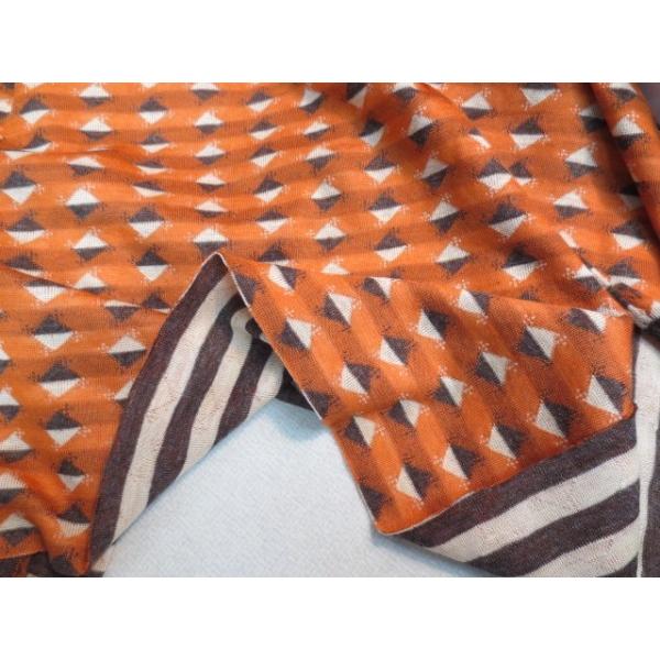 接結ジャガードニット　ウール　テンセル混　◇×ボーダー　オレンジ |  | 01