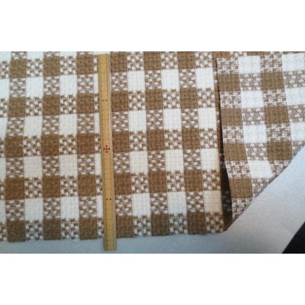 ウール　チェック市松模様　オフホワイト×キャメル　シルバーラメ入り　ジャケット | 