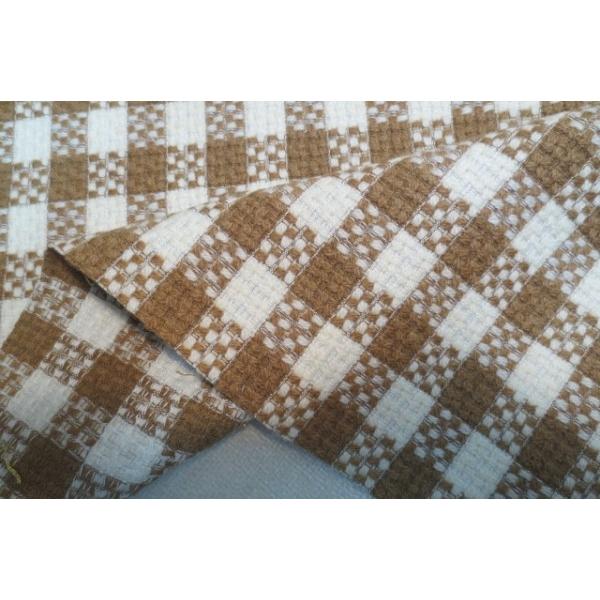 ウール　チェック市松模様　オフホワイト×キャメル　シルバーラメ入り　ジャケット |  | 01