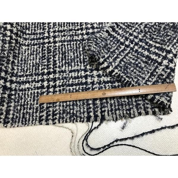 ウール　アルパカ混　ループヤーン　イタリア製　オフホワイトｘ紺　コート　ジャケット等　幅150cm　10cm単位販売 | 