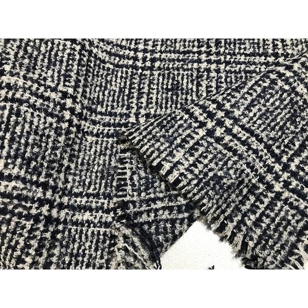 ウール　アルパカ混　ループヤーン　イタリア製　オフホワイトｘ紺　コート　ジャケット等　幅150cm　10cm単位販売 |  | 01