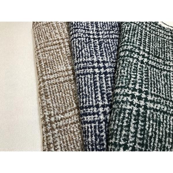 ウール　アルパカ混　ループヤーン　イタリア製　オフホワイトｘ紺　コート　ジャケット等　幅150cm　10cm単位販売 |  | 02