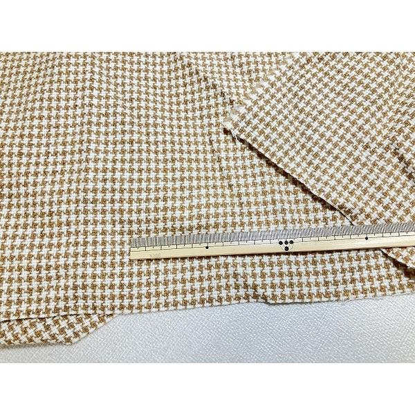 ウール千鳥格子　キャメルｘオフホワイト　ワンピース　上着等　幅148cm　10cm単位販売　商品コード6943 | 