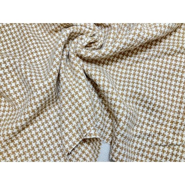 ウール千鳥格子　キャメルｘオフホワイト　ワンピース　上着等　幅148cm　10cm単位販売　商品コード6943 |  | 01