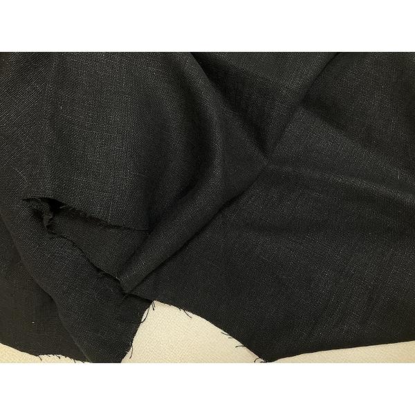リネン100％ イタリア製 黒 パンツ スカート等 幅144cm 10cm単位販売  