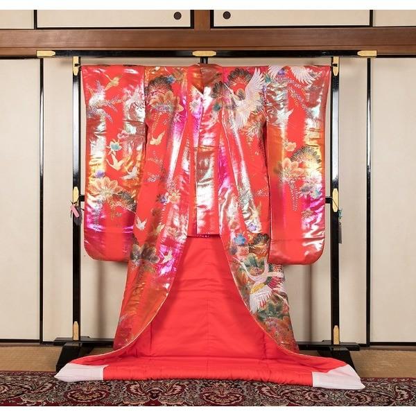 花嫁さんの打掛 朱赤地 飛び鶴に藤花 25099＃ : あざらし堂ヤフー店