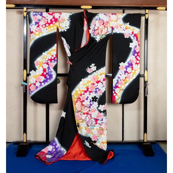 花嫁さんの本振袖 黒地 桜と蝶 25639＃ : あざらし堂ヤフー店 - 通販 