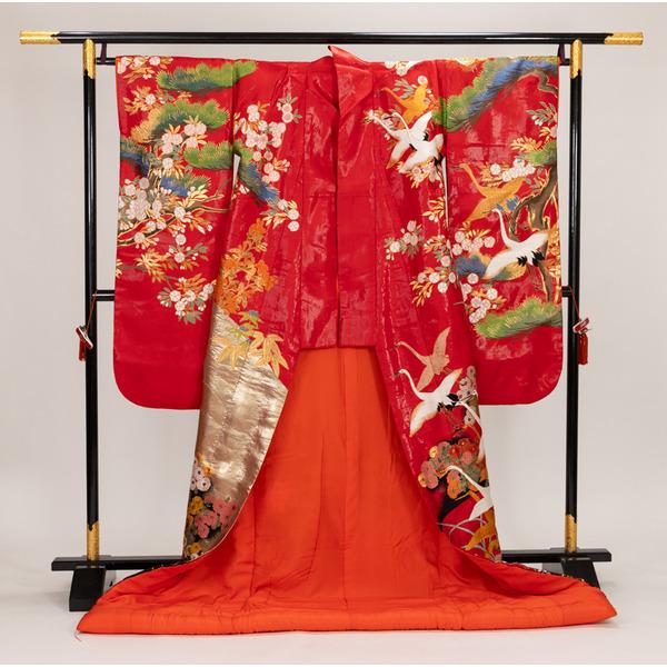 花嫁さんの打掛 赤地に松に飛び鶴裾秋花 26536＃ : あざらし堂ヤフー店 