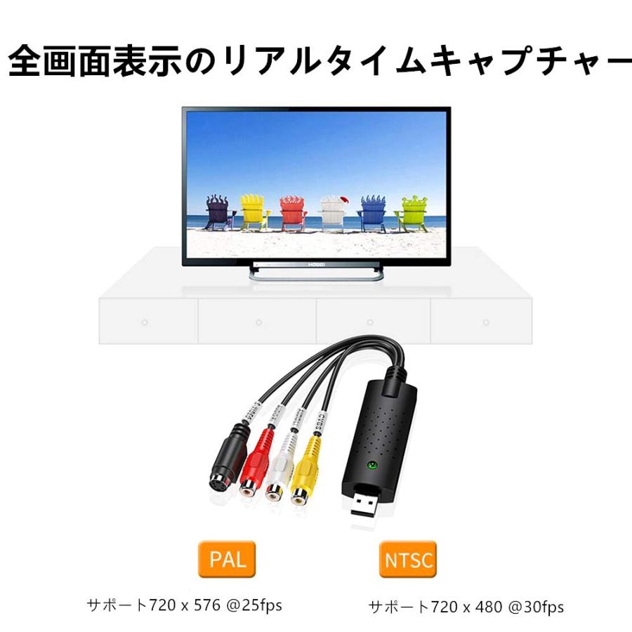 ビデオキャプチャーUSB2.0キャプチャーケーブル ビデオ DVD VHS ゲーム機 カメラ パソコン取り込み デジタル化DVD ダビング ビデオ テ｜azarashifin｜06