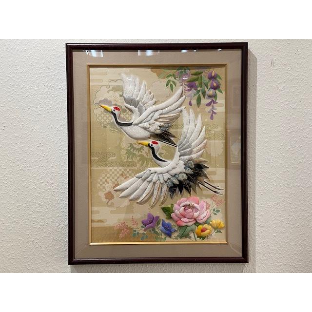 額入り写楽押絵 さくらほりきり】布押絵 壮麗夫婦鶴 : ギャラリー菜根 - 通販 - Yahoo