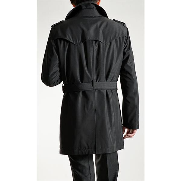 トレンチコート シングル ビジネスコート メンズ スーツコート 半キルティング裏地 ボンディング素材 コート スリムコート 黒 |  | 11