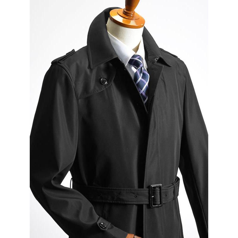 トレンチコート シングル ビジネスコート メンズ スーツコート 半キルティング裏地 ボンディング素材 コート スリムコート 黒 |  | 06