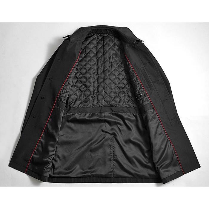 トレンチコート シングル ビジネスコート メンズ スーツコート 半キルティング裏地 ボンディング素材 コート スリムコート 黒 |  | 09