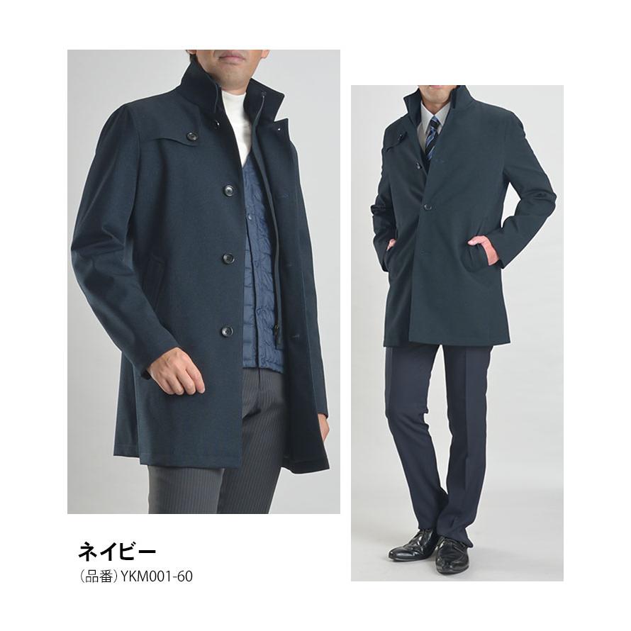 コート ビジネス メンズ アウター スタンドカラーコート 通勤 2枚衿 ハーフコート スーツコート あたたかい 秋冬 | スーツスタイルMARUTOMI | 12