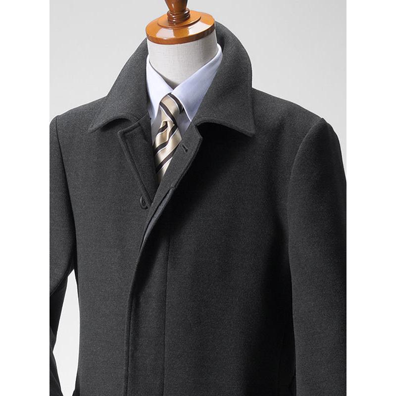 コート メンズ ビジネス メルトン ウールライク シングル ステンカラー