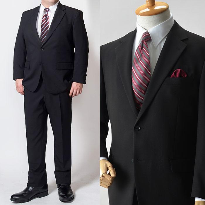 【新品】ブラックスーツ　シングル2つボタン　ビジネス リクルートスーツ 大きいサイズ メンズ ビジネススーツ 洗える 2