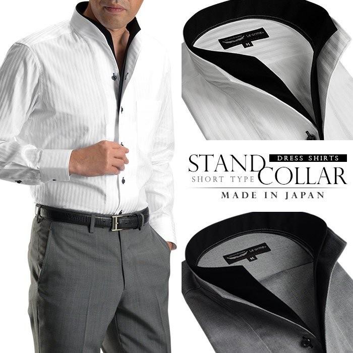ドレスシャツ メンズ 日本製 綿100 新作 イタリアンカラー ショートスタンド 2枚衿 Sd St12 Suit Story 通販 Yahoo ショッピング