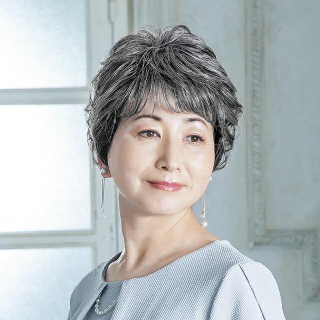 医療用ウィッグ 帽子ウィッグ ミックスカールショート ミセス シニア 高齢者 ウィッグ 女性 かぶるだけ 医療用 かつら つむじ 自然 脱毛 薄毛 白髪の画像