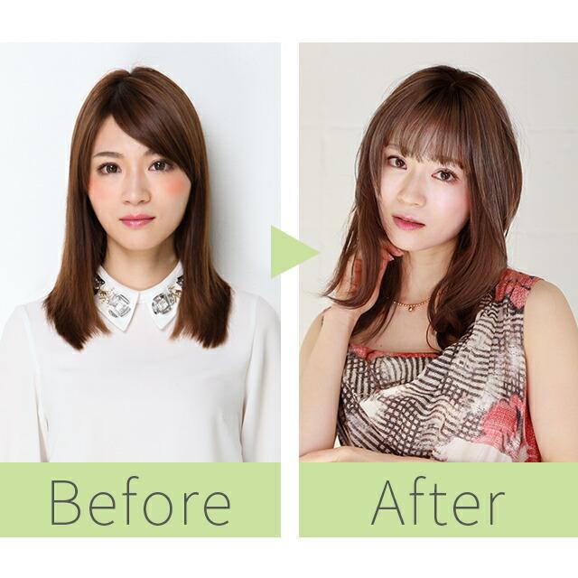 前髪ウィッグ つむじあり ナチュラルぱっつんバングス 女性 ヘアピース