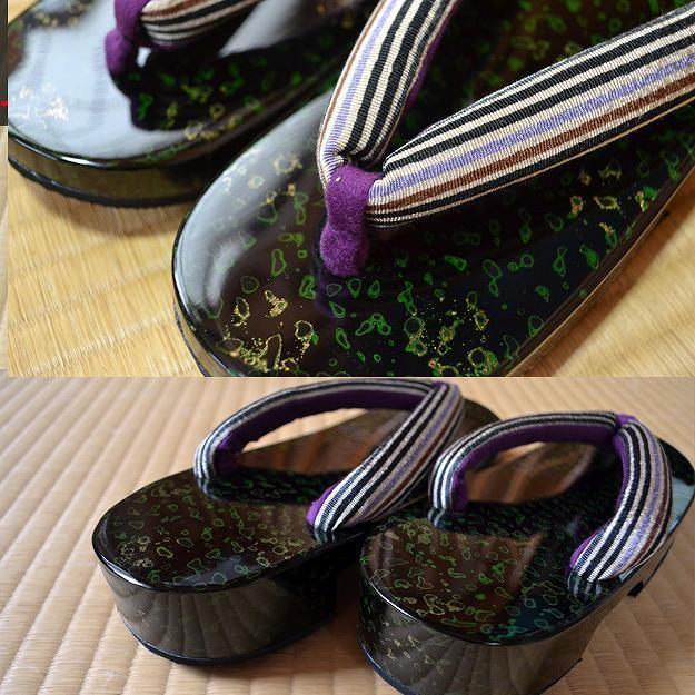 津軽塗・女下駄 1点物 ☆津軽塗×鼻緒の種類が多数あります☆画像意外を