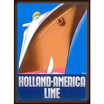 ポスター アート Holland America Line（ウィレム テン ブルク） 額装品 ウッドハイグレードフレーム