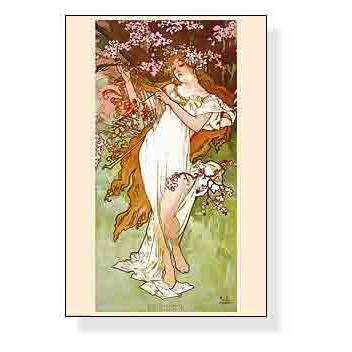 ポスター アート 四季「春」（アルフォンス ミュシャ） 額装品 ウッド