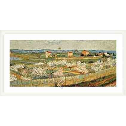 ポスター アート 桃の木のあるクロー平原（フィンセント ファン ゴッホ） 額装品 ウッドベーシックフレーム