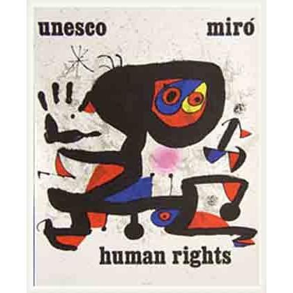 ポスター アート Unesco Human rights（ジョアン ミロ） 額装品 ウッド 