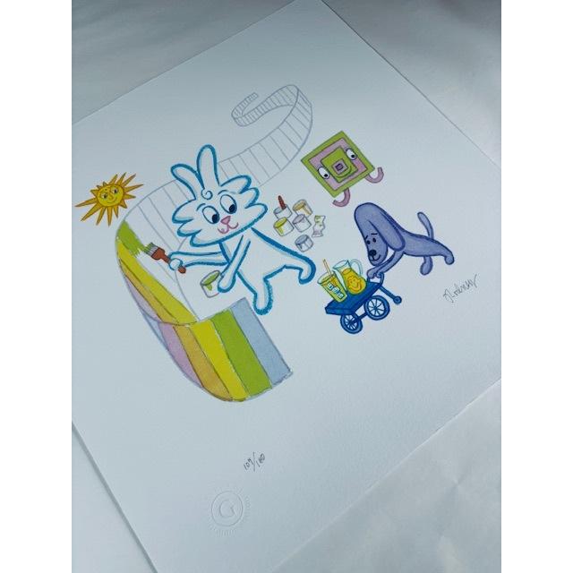 一時専用ロドニーAグリーンブラット　サンダーバニー　絵画 額装品/サンダーバニー Here is some Lemonade 限定150枚 サイン